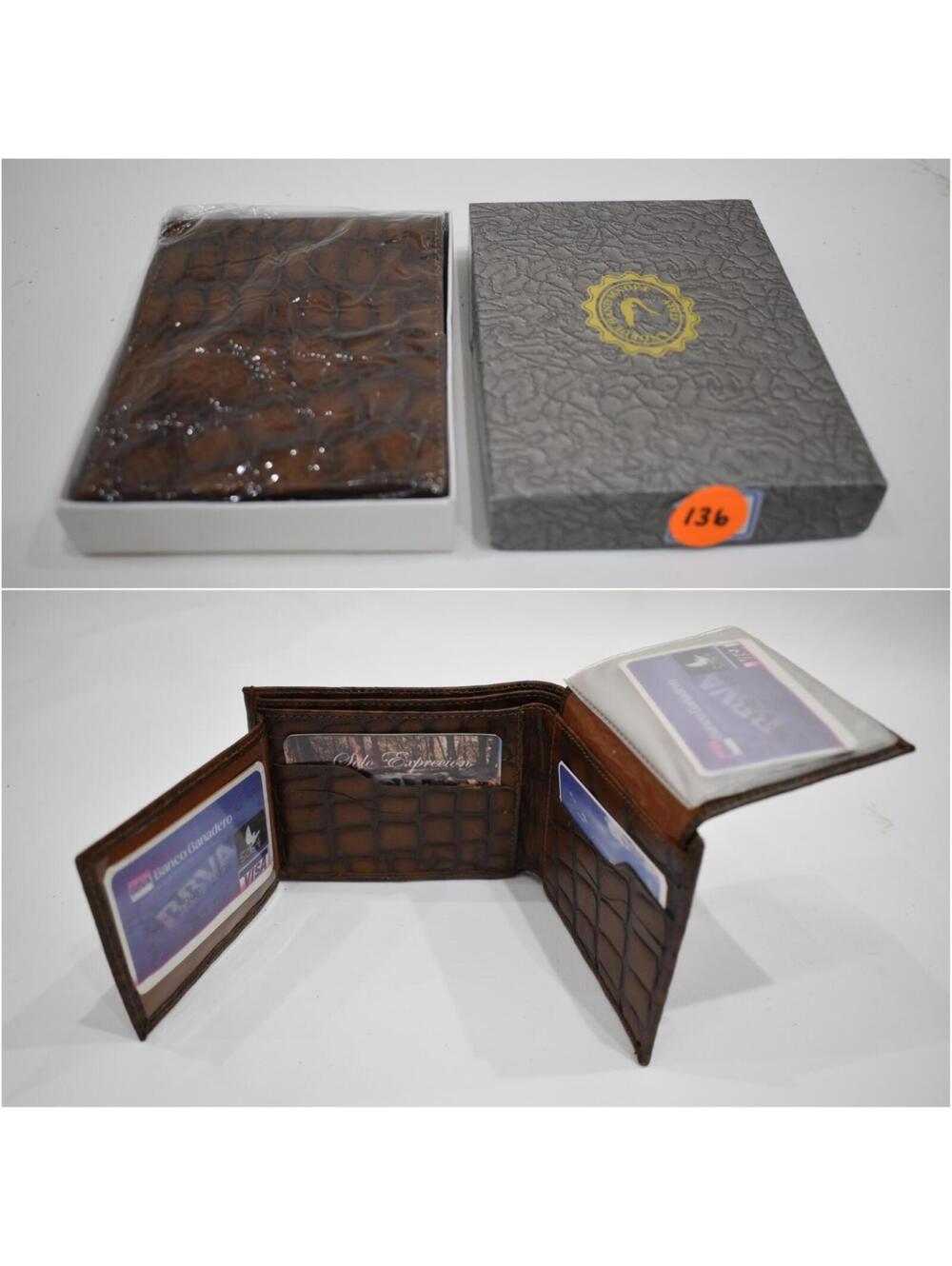 Andrue Handmade Italian Leather Crocodile Pressed Men Male Bifold Wallet 136